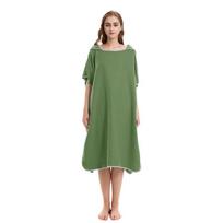 Suaugusiųjų su gobtuvu mikropluošto greitai džiūstanti paplūdimio rankšluosčio/apsiausto Army Green + Gray Edging (Pocket) gray