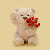 Fragrance of Ever-changing Rose Bear Plush Toy Confession Doll 520 Valentine's Day Gift Hat Flower Teddy Bear 25cm【0.16kg】 beige
