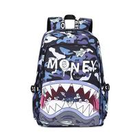 Schoolbag New Colored Shark Student Lightweight Waterproof Schoolbag Large Capacity Personalized Cartoon Simple Backpack 30*14*43 gray