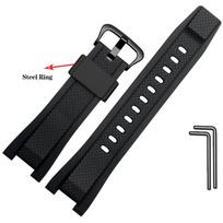 26*14mm Minkštos gumos laikrodžio apyrankė, pakeičiama Casio G SHOCK GST-B100/S300/410/210/W110/W100/S110/S100 silikoninė apyrankė vyrams 26mm-14mm black