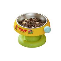 Stainless Steel Catbowl, Non-, Dopamine-enhancing, Color-coated, -black Chin, High-legged Ice Cream Catbowl, Neck Support. One Size geltona