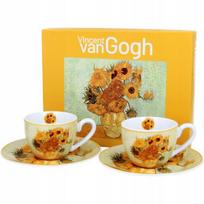 Dvi "saulėgrąžų" "van Gogh" espreso kavos puodeliai su lėkštutėmis (110 ml)