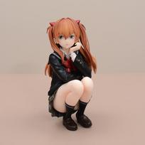 11cm Anime Girls Asuka Academic-Style Squatting Pvc Action Figure Collectible Model Desktop Decoration Playthings Fans Birth Date Gifts no box brown