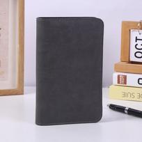 A6 PU Leather Zipper Binder Planner Notebook with 6-Hole Loose-leaf Pages. black