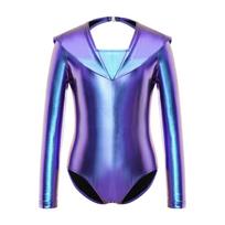 Mergaičių Ateivio Cosplay Triko Ilgomis Rankovėmis Iškirpta Nugara Metalinis Kūno Kostiumas Gimnastikos Šokio Kostiumas 5-6 Years gray