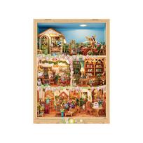 Tonecheer Book Nook Kit 3D Wooden Puzzle Wooden Miniature House Assembly Picture Frame Dollhouse Adult DIY Craft Kit Wall Mountable Bookshelf beige