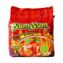 Yangyang Tom Yum Kung greitai paruošiami makaronai, rūgštūs ir aštrūs krevečių skonio, 5 vnt. pakuotė, tailandietiško stiliaus