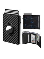 Men's Pop-Up Card holder With Air Tag Positioning Slot RFID Protection Ultra Thin Metal Wallet Mini Credit Card Clip juoda