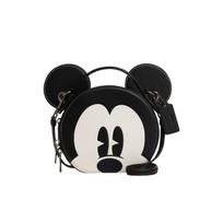 COACH Disney 17 Collaboration Mickey Leather Small Round Bag Crossbody Bag Small Women's Black White CM840-QBM2 Basic Set (Bag+Dust Bag) black