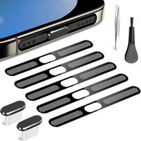 USB C Dulkių Kištukų Rinkinys iPhone 15,16 Serijoms & iPhone 17, Apsauginiai Dangteliai Nuo Dulkių Įkrovimo Prievadui & Garsiakalbiui, Plonas Apsauginis Rinkinys juoda