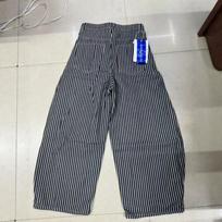 Mens Retro Striped Cropped Knife-Edge Wide Leg Denim Pants Streetwear Loose Fit Casual Trousers L gray