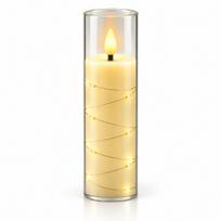 LED žvakė su dekoratyvine švieselių vielute 10175, 15 cm