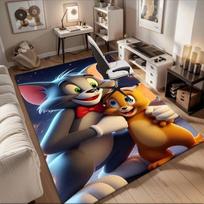 Tomas ir Džeris: Klasikinių animacinių filmų personažų telefono dėklas Dangtelis Biuro kilimėlis Namų dekoras Dovana Helovinui ir Kalėdoms LD34 60cm by 90cm black