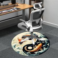 1 vnt. Yin Yang simbolio apvalus biuro kilimas, neslystantis, minkštas ir patvarus biuro kilimas interjero dekoravimui, puikiai tinka biurui 80cm gray
