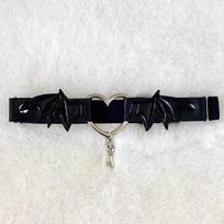 Girls Lolita Subculture Gothic Punk Wings Metal Charm Leg Rings Women Sexy Jk Style Leather Heart Shaped Garters Accessories One Size white