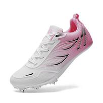 Men Women Spikes Track And Field Shoes Professional Nail Running Shoes Unisex Genuine Leather Speed Athletics Athletic Shoes Outside Training 44 white
