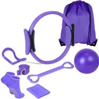 Complete Pilates Kit for Home Workouts Includes Pilates Ring, Ball, Resistance Band, Socks, Yoga Strap, and Carry Bag One Size violetinė