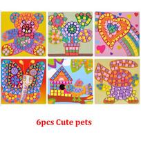 6PCS/Set 3D Kids EVA Sticky Mosaics Puzzle DIY Foam EVA Stickers Handmade Art Cartoon Creative Educational Toys For Children yellow