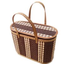 Collapsible Handcrafted Woven Picnic Basket with Handle Straw Hobo Tote Bags Handbag Rattan for Women Outdoor Picnics Shopping kava