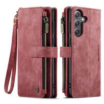 caseme is suitable for Samsung S24FE multi-functional stand leather case with zipper wallet and Samsung A16 multi-card slot protective case A72 raudona