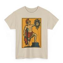 Perseus and Medusa T-Shirt: Retro Comic Mythology Tee for Greek Legend Fans L beige