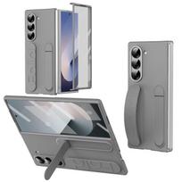 Originalus dėklas telefonui Samsung Galaxy Z Fold 8 Ultra 7 6 5 4 Apsauginis dangtelis su stoveliu Stiklinė plėvelė Fold7 Silikoninis rankenos dėklas For Fold 8 Ultra gray