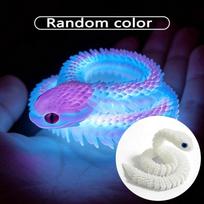 3D Spausdintas sąnariuoto gyvatės Fidget žaislas Realistiškas judančio sąnario Gyvatės veiksmo figūrėlė Streso mažinimo Stalo dekoras Gyvūno modelis Dovana Random Color blue