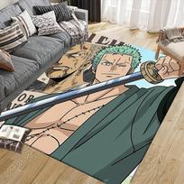 One Piece Roronoa Zoro Flannel Pattern Square Carpet,Area Rug,Carpet Rug for Living Room Bedroom Sofa Playroom Decor,Non-slip Floor Mat 40x60cm( 15x23in ) gray