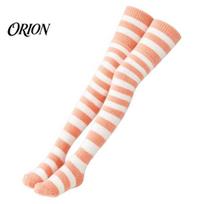 Thigh High Socks 1 Pair Women for Winter, Thickened Coral Fleece Leg Soft Plush Warmer Long Stockings, Fluffy Warm Over Knee Boot Girls Elastic One Size J beige