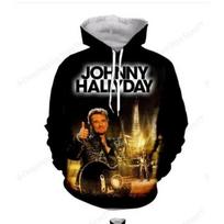 Populiarus pop dainininkas Johnny Hallyday 3D spausdinimo Hoodie Vyrams Moterims Madingas Roko Atsitiktinis Hip Hop Hoodie Palaidinė Per dydį Hoodie Vyriškas L black