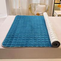 Naujas Milk Velvet dygsniuotas čiužinys, flanelinis, sutirštintas vientisos spalvos tatami kilimėlis, apsauginis čiužinio kilimėlis 90*200cm blue
