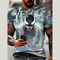 Disney 2025 3D printed summer new men's T-shirt casual Venom T-shirt men's short sleeved T-shirt men's clothing 2XL gray