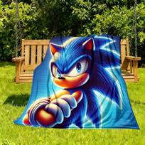Sonic Hedgehog lauko flanelinis pledas - HD spausdintas, lengvas, minkštas, šiltas, visų sezonų pledas sofai, lovai, kelionėms, stovyklavimui 1203015 130x150cm(51x59inch) blue