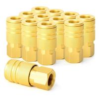 12pcs Brass Female Quick Connectors for Air Compressors Pneumatic Tool with 1/4inch NPT Couplers Construction Sites Use 1