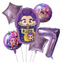 Kpop Demon Hunters Children's Birth Date Celebration Decoration Ball Number Digit 1-9 Balloon Collection Infant Shower Celebration Supplies Present as picture blue