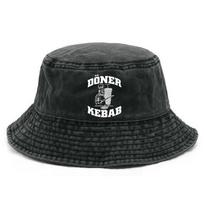 Doner Kebab Bucket Hat Distressed Hats Cap Washed Men Retro Outdoor Summer Doner Kebab Cap Bob Panama Caps black