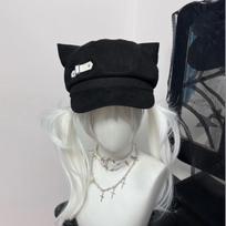 Cat Ear Beret Japanese Cute Y2K Subculture Hat Earth Bud House Woman M（56-58cm） gray