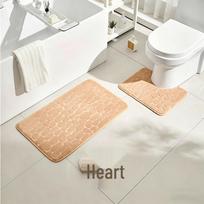 Set of 2 Pebble Coral Fleece Bathroom Mats - Water-Absorbent & Non-Slip 40x60cm
