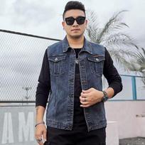 Men's Trendy Spring Denim Workwear Vest - Rascally Cool, Loose Fit Gilet for Spring and Autumn 2XL gray