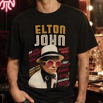 Elton John Vintage TShirt Unisex Oversized ShortSleeve Tee Rocket Unisex Retro Rock Music Graphic Casual Streetwear Fan Tops XL brown