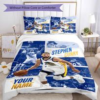 Golden State Warriors Curry Dynasty Customized Name Bed CoverBed Suitable for Decorate room Wrinkle Resistant Home Decor Gift for Festivals 140cmx200cm blue