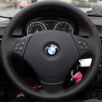 Individualus natūralios odos automobilio vairo pynimo dangtelis, 100% tinka BMW E60 (Sedanas) 530d E61 (Ekskursijos) 2004-2009 metų automobilis Orange Thread