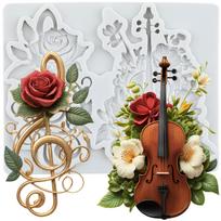Muzikos natos silikoninės formelės Gitara fondanto formelė Torto dekoravimo įrankiai Kekso viršus Šokoladiniai saldainiai Amatams Gumpaste Polimero molis pilka spalva