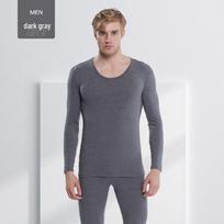 Vyriškas didelio dydžio termo medvilninis apatinių drabužių komplektas rudeniui ir žiemai 3XL (Recommended for 170-190 lbs) tamsiai pilka spalva