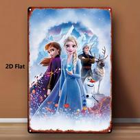 2D plokščias, 1 vnt. Disney Ledo šalis II Elza, Ana, Kristofas ir Svenas Metalinė sienos dekoracija - Oficiali Ledo šalis Gimtadienio ar Kalėdų dekoracija - 20x30cm（7.8x11.8inch） white