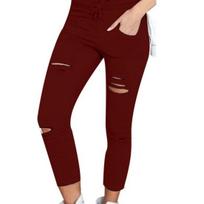 Women Stretch Ripped Jeans Slim Fit Skinny Denim Trousers Casual Hole Pants Leggings S