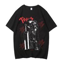 Anime Berserk Tshirt Summer Men Women High Quality Cotton Short Sleeve T Shirt Print T-shirt Tops 2024 Tee Trend Fans Clothes XL black