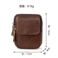 Leather Men'S Matte Leather Zipper Fanny Pack Outdoor Sports Waist Bag Men'S Construction Site Work Wear-Resistant Mobile Phone Fanny Pack brown