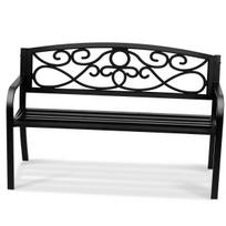 Outdoor Bench, 50 inches Metal Garden Bench for Outdoors, 550 lbs Load Capacity Bench, Outdoor Garden Park Bench with Backrest and Armrests, Patio