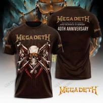 Sunkiojo Metalo Roko Grupė Megadeth 3D Spausdintas Kūrybiškas Hip-hop Stiliaus Šaunus Viršus Vasaros Vyriški Atsitiktiniai Mados Trumpomis Rankovėmis O-kaklo Drabužiai XS brown